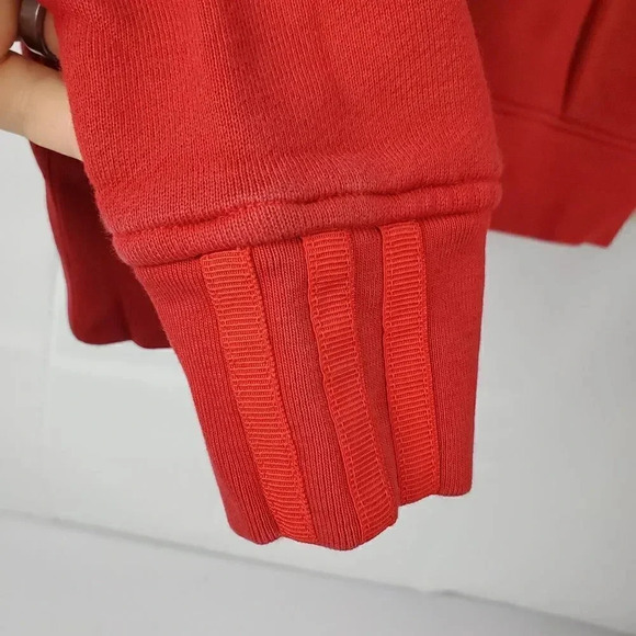 Men's ADIDAS Red‎ Hoodie Sweatshirt SZ S Small Trefoil Logo Baggy Fit Spell Out - Picture 4 of 7